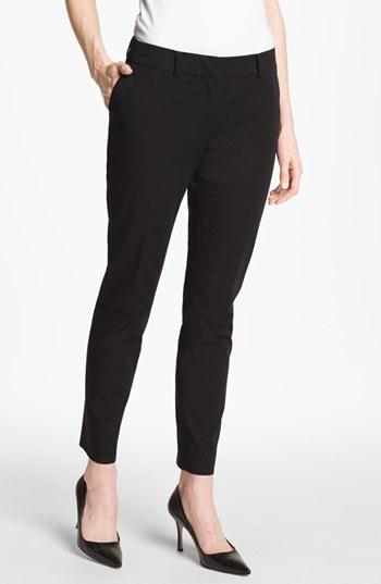 Lafayette 148 New York Polished Twill Skinny Ankle Pant Womens Black
