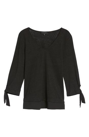 Women's Sanctuary Uptown Tiered Hem Linen Tee, Size - Black