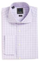 Men's David Donahue Trim Fit Check Dress Shirt .5 34/35 - Purple