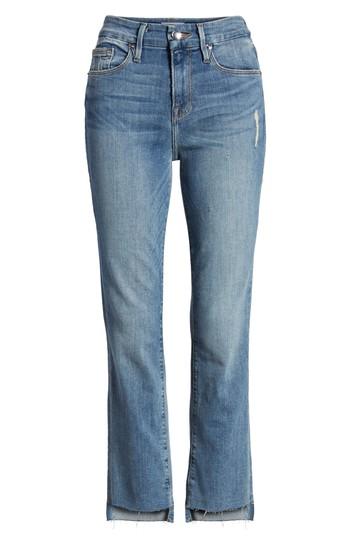 Women's Good American Good Straight Raw Hem Straight Leg Jeans