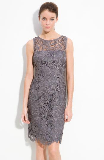 Women's Adrianna Papell Illusion Bodice Lace Sheath Dress,