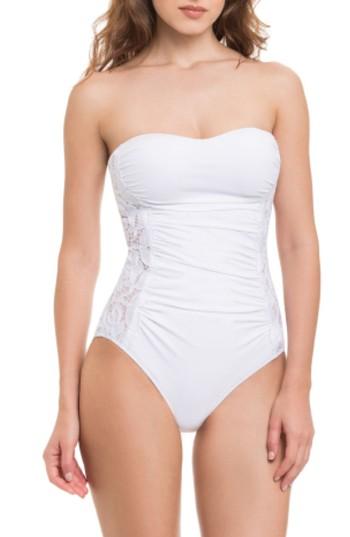 Women's Profile By Gottex Allure Bandeau One-piece Swimsuit - White