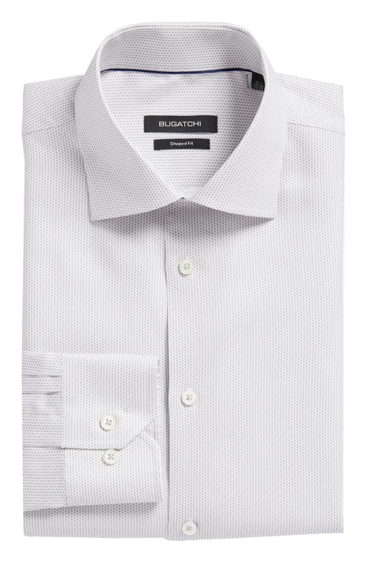 Men's Bugatchi Trim Fit Geometric Dress Shirt .5 - Grey