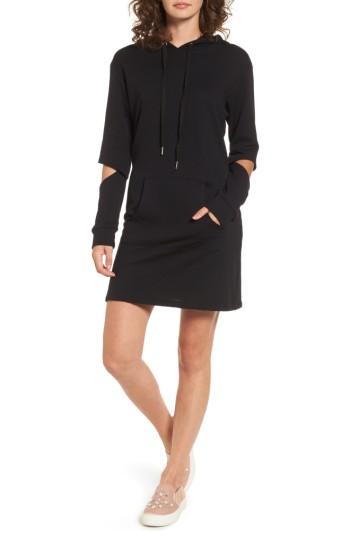 Women's Socialite Cutout Sleeve Hoodie Dress - Black