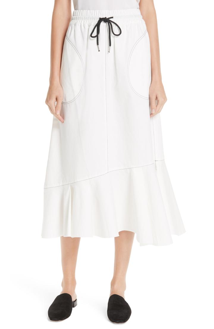 Women's Lee Mathews Bonnie Drill Asymmetrical Hem Skirt - Ivory