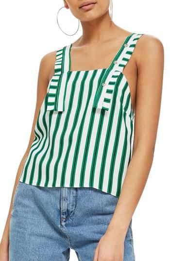Women's Topshop Stripe Button Camisole Us (fits Like 0) - Green