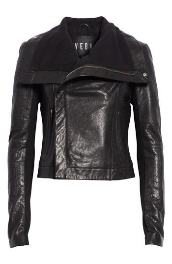 Women's Veda Max Leather Jacket, Size - Black
