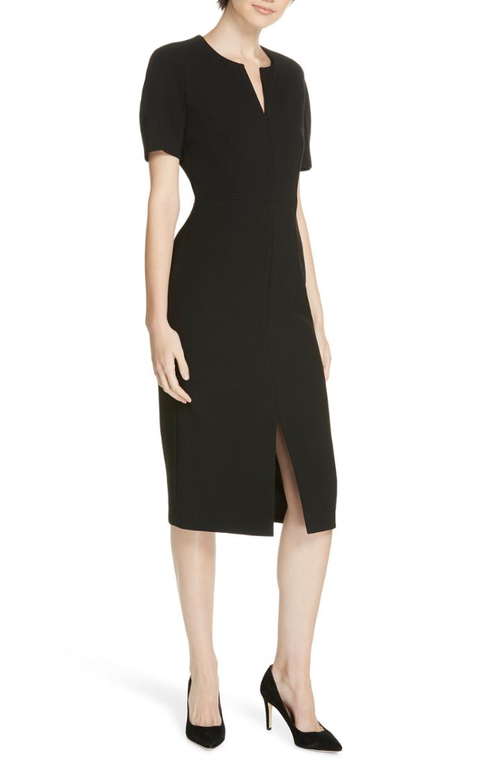 Women's Boss Darera Short Sleeve Ponte Sheath Dress R - Black