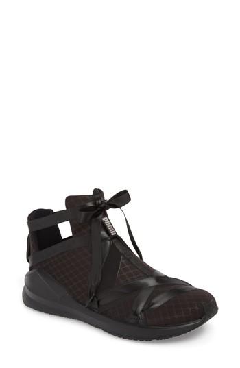 Women's Puma Fierce Rope Satin En Pointe High Top Sneaker .5 M - Black