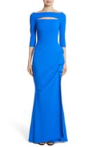 Women's Chiara Boni La Petite Robe Slit Bodice Drape Front Gown Us / 42 It - Blue