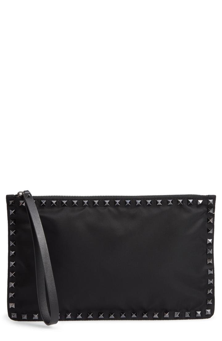 Men's Valentino Garavani Stud Zip Pouch - Black