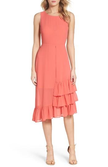 Women's Charles Henry Ruffle Midi Dress