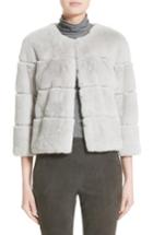 Women's St. John Collection Genuine Rex Rabbit Fur Jacket