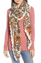 Women's Treasure & Bond Printed Crochet Trim Scarf, Size - Ivory