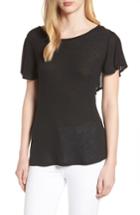 Women's Bobeau Reversible Ruffle Trim Tee - Black