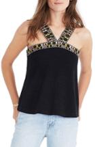 Women's Madewell Embroidered Swing Sweater Tank, Size - Black