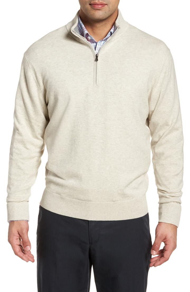 Men's Cutter & Buck Lakemont Classic Fit Quarter Zip Sweater, Size - Grey