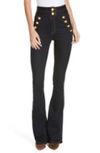 Women's Veronica Beard Dalida Button Detail Skinny Flare Jeans - Blue