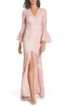 Women's Tadashi Shoji Bell Sleeve Lace Gown - Pink