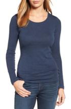 Petite Women's Caslon Long Sleeve Scoop Neck Cotton Tee, Size P - White