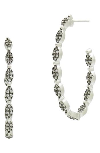 Women's Freida Rothman Industrial Finish Pave Hoop Earrings