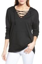 Women's Caslon Lace-up Hooded Sweatshirt - Black