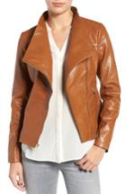 Women's Guess Asymmetrical Faux Leather Jacket - Brown