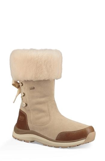 Women's Ugg Ingalls Faux Fur Cuff Waterproof Bootie .5 M - Beige