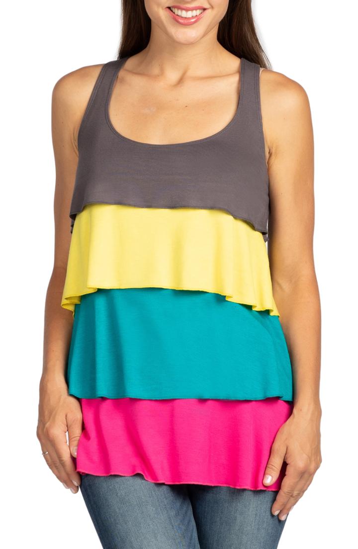 Women's Savi Mom Marbella Ruffle Tiered Maternity/nursing Tank - Grey
