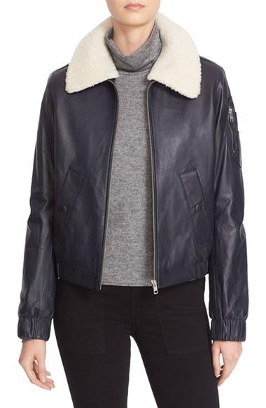 Women's See By Chloe Nappa Leather Jacket With Removable Genuine Shearling Collar