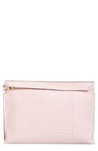 Loewe Large Logo Embossed Calfskin Leather Pouch - Pink