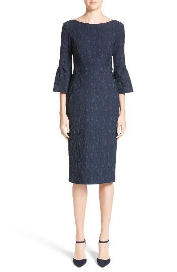 Women's Lela Rose Floral Stretch Jacquard Dress - Blue