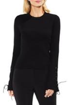 Women's Vince Camuto Lace-up Bell Sleeve Ribbed Sweater, Size - Black