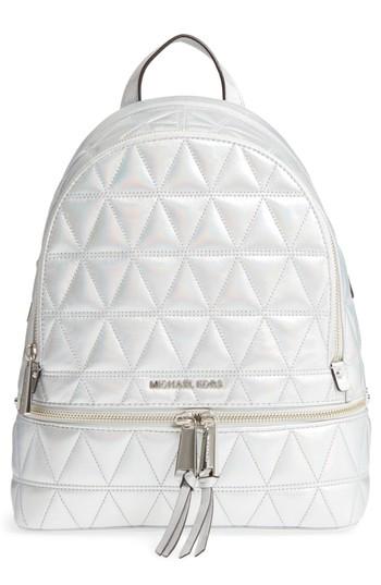 Michael Kors Rhea Zip Metallic Leather Backpack -