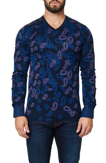 Men's Maceoo Print V-neck Tee (xxl) - Blue