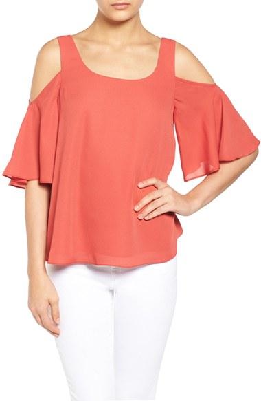 Women's Chelsea28 Chiffon Cold Shoulder Top