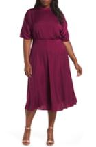 Women's Gal Meets Glam Collection Diane Mock Neck Fit & Flare Midi Dress