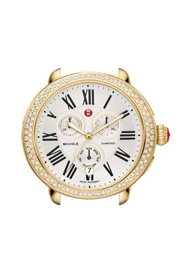 Women's Michele Serein Diamond Gold Plated Watch Case, 40mm X 38mm