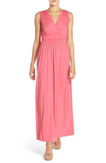 Women's Fraiche By J Surplice Jersey Maxi Dress - Coral