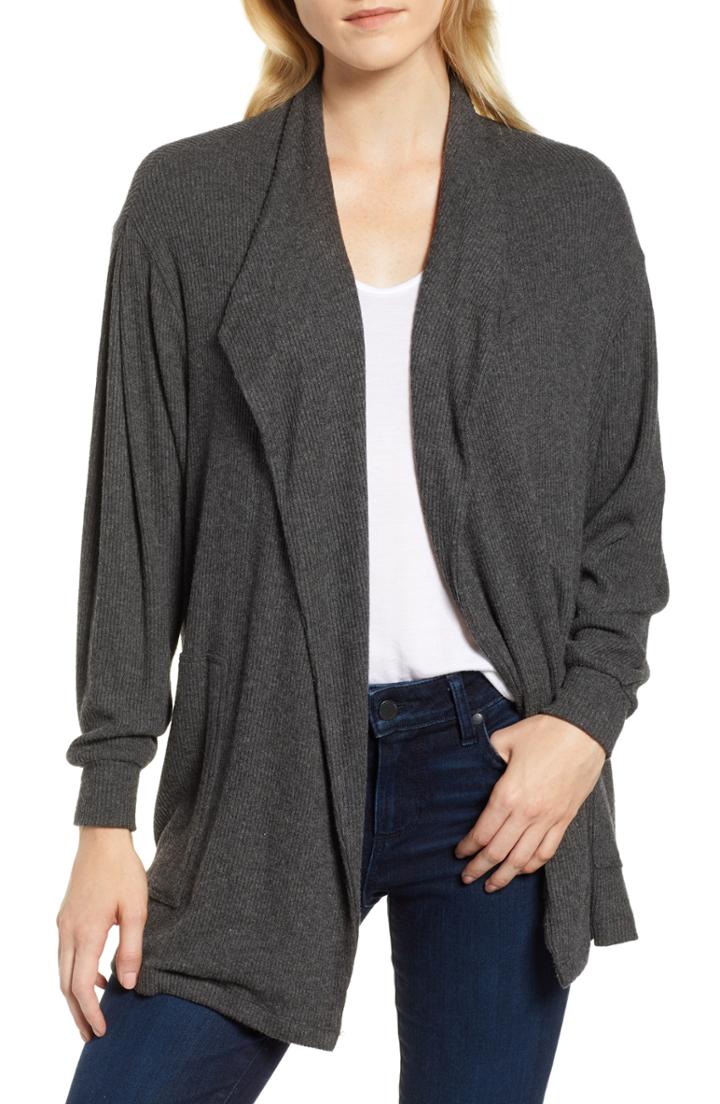Women's Velvet By Graham & Spencer Cozy Rib Open Front Cardigan