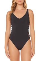 Women's Bleu By Rod Beattie Lattice One-piece Swimsuit - Black