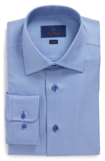 Men's David Donahue Trim Fit Solid Dress Shirt 36/37 - Blue