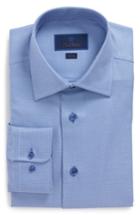 Men's David Donahue Trim Fit Solid Dress Shirt 36/37 - Blue