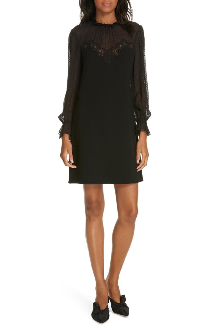 Women's Rebecca Taylor Crepe Lace Dress - Black