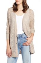 Women's Halogen Metallic Pointelle Cardigan - Brown