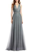 Women's Monique Lhuillier Bridesmaids Back Cutout Pleat Tulle Gown