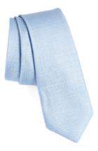 Men's Calibrate Saffron Solid Silk Skinny Tie, Size - Blue