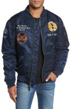 Men's Schott Nyc Highly Decorated Embroidered Flight Jacket - Blue