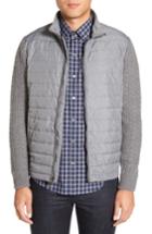 Men's Zachary Prell 'beacon' Trim Fit Quilted Cable Knit Zip Sweater, Size - Grey