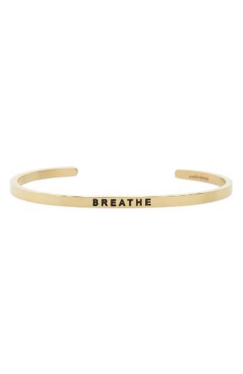 Women's Mantraband Breathe Engraved Cuff